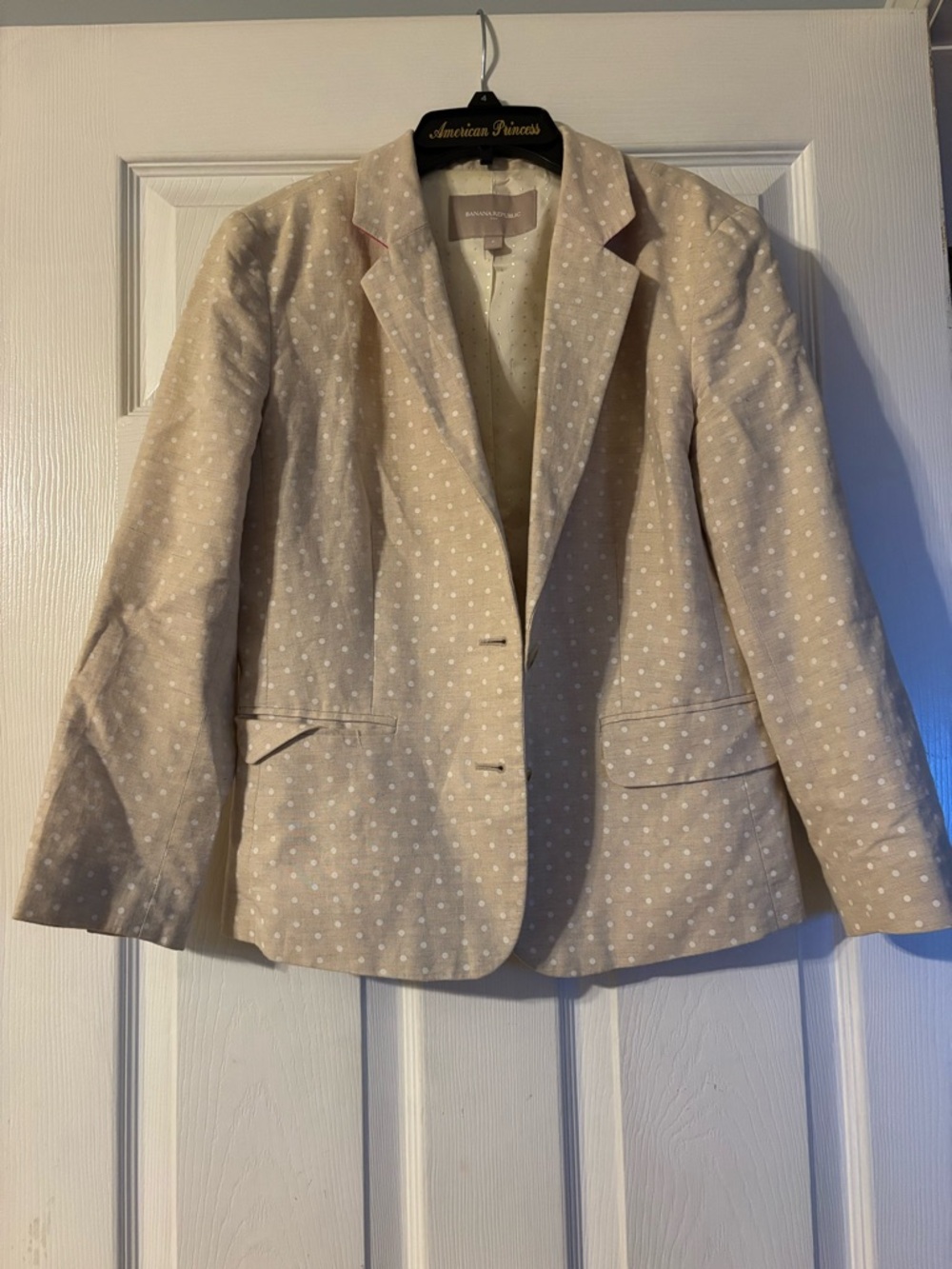 Banana Republic Cream Polka Dot Tailored Blazer